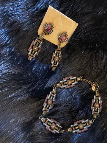 아르데코 스타일 귀찌와 초커 세트