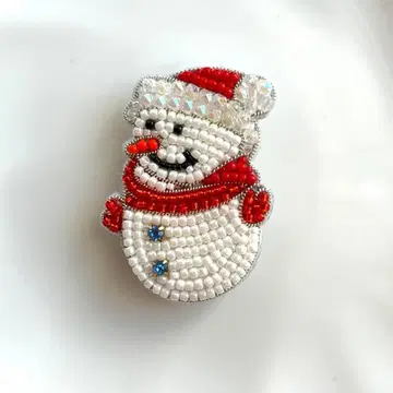 눈사람 브로치 snowman 비즈 자수 크리스마스