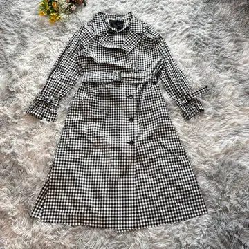 예카베카 트렌치코트 [F] 블랙 깅엄 체크 롱