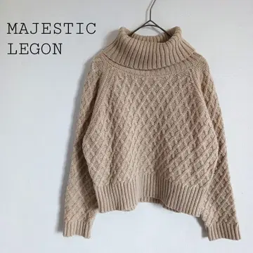 마제스틱 레곤 터틀넥 케이블 니트 긴팔 스웨터 짧은 기장