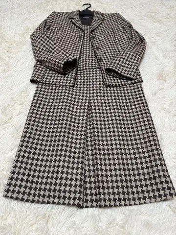 크랙 스텝 하운드투스 체크 패턴 원피스 수트 셋업 자켓 & 원피스