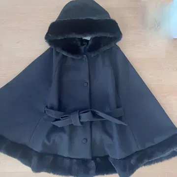 블랙 후드 부착 판초 케이프 코트 지뢰계 서브컬쳐 양산형