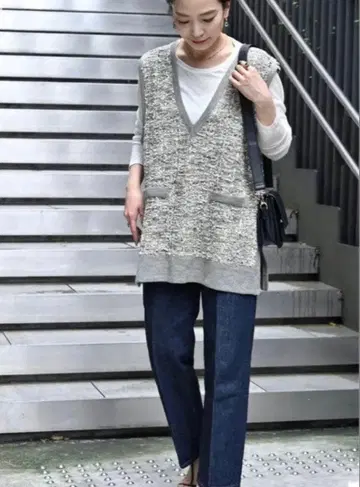 SIMPLICITE 트위드 조 니트 베스트