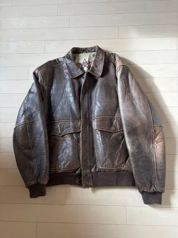 램 가죽 플라이트 자켓 A2 브라운