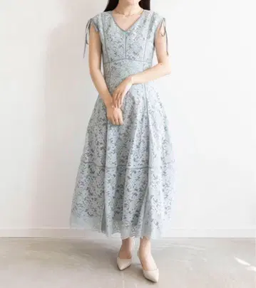 RANDA 전체 레이스 밑단 스캘럽 맥시 원피스