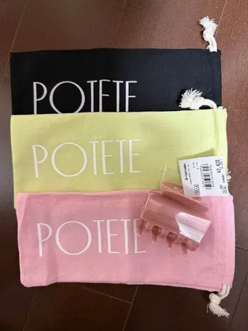 POTETE 핑크 POTETE square clip pink gray