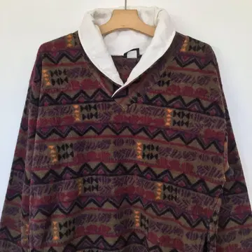 USA 제작 80s 90s 숄카라 올 패턴 네이티브 무늬 플리스 자켓
