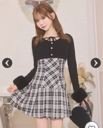 볼레로 set 체크 플리츠 원피스 Meshellmacaron