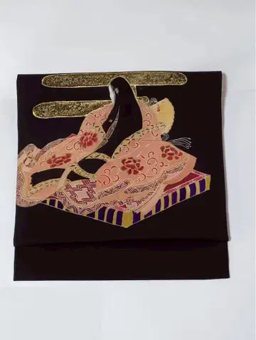 순수 실크 오비(약 27.3cm) 나고야 오비 시오제 공주 패턴 새상품급