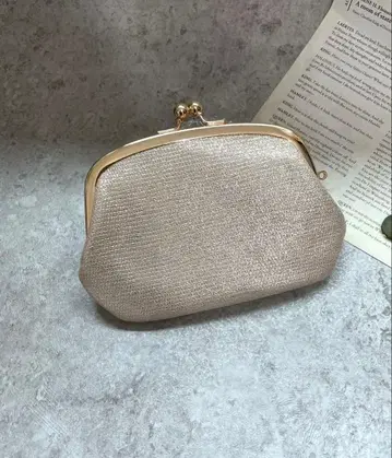 모자 가마구치 미니 지갑 천연 가죽 골드