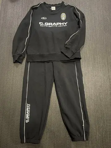 C.GRAPHY 셋업 블랙 L 상하의 세트 후드티 코드그래피