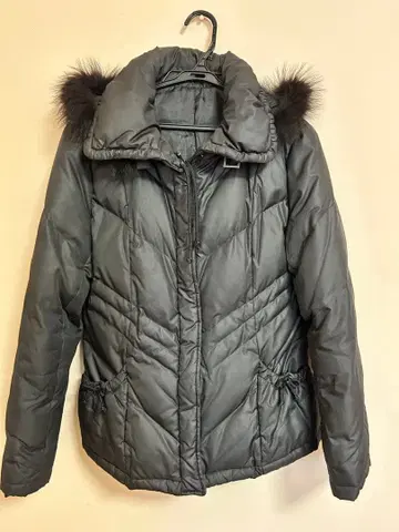 퍼 포함 퀼팅 다운 자켓 블랙