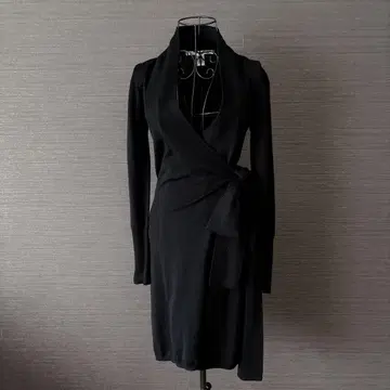 DIANE VON FURSTENBERG 울 블랙 랩 원피스 P BLAIR