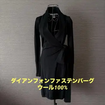 DIANE VON FURSTENBERG 울 블랙 랩 원피스 P BLAIR