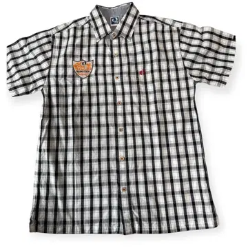 행 텐 반팔 셔츠 화이트 블랙 체크