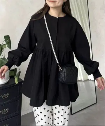 prose verse 펄 버튼 턱 개더 플럼 블라우스