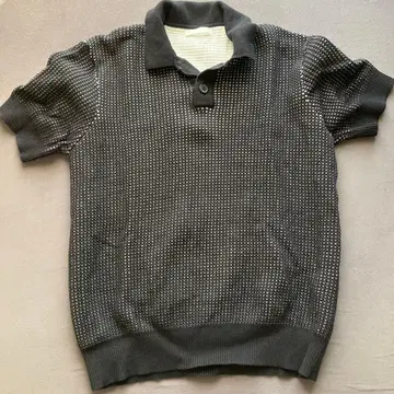 ZARA 니트 편직 피케 셔츠 M 블랙