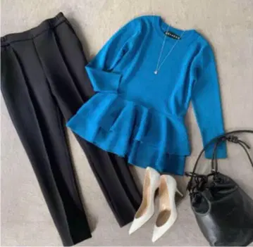 SYSORUS 시소러스 티어드 니트 풀오버 페플럼 파랑