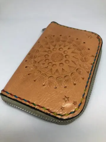 만화경 스탬프 키케이스 엠보싱 가공 오렌지