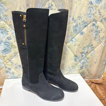블랙 롱 부츠 사이드 지퍼 부착