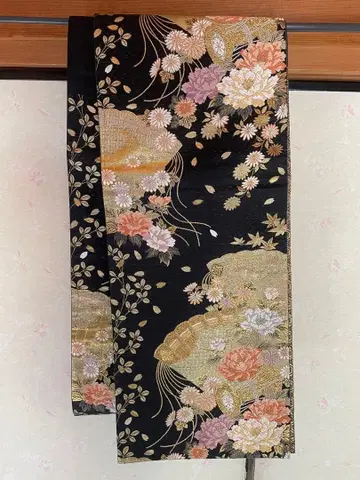 블랙 전지 예복 기모노 꽃무늬 야마토