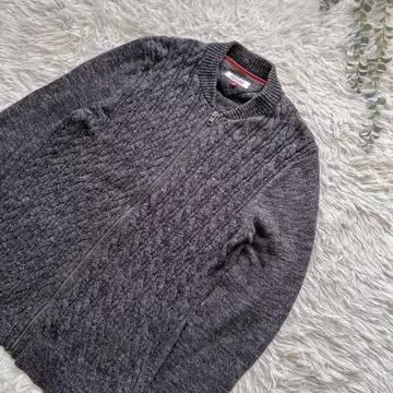 타미힐피거 케이블 니트 지퍼 가디건 코튼 100%