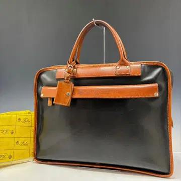 상태 좋음 [페리지 정품] 브리프 케이스/가죽/블랙 x 브라운