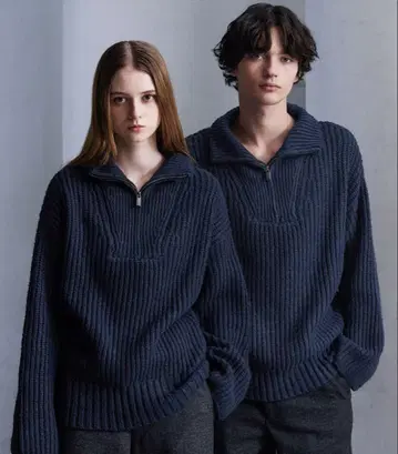 CLEL Volume Melange Half-Zip Knit