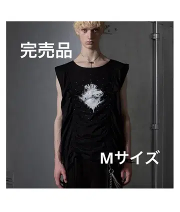 [ GRANCY ] 셔링 디자인 큐빅 그래픽 슬리브리스 T M