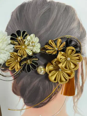 머리 장식 츠마미자이쿠 골드 컬러 블랙 #404