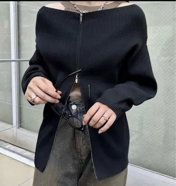 mystic 와이드넥 ZIP 가디건