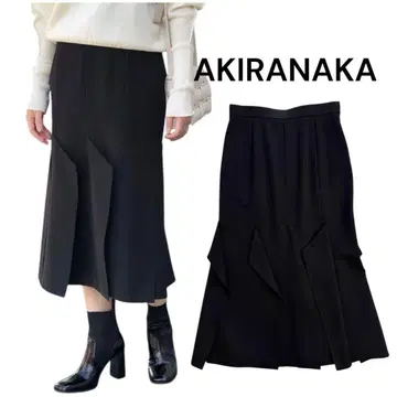 AKIRANAKA 비대칭 플레어 스커트 블랙 size 1