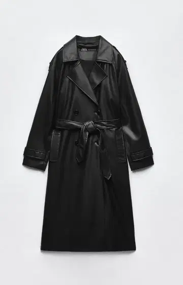 블랙 트렌치코트 합성 피혁