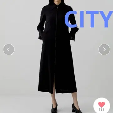 CITY 프론트 지퍼 롱 슬리브 원피스