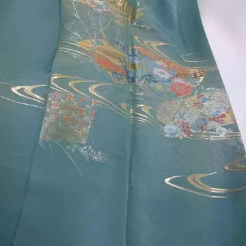 호몬기 그린 컬러 꽃무늬 금실 자수 하나 문