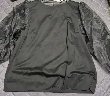 블랙 쉬폰 퍼프 슬리브 상의