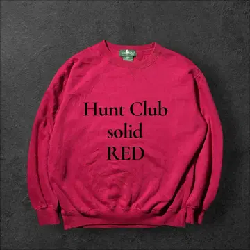 Hunt Club 빨간색 무지 맨투맨 속기모 심플 구제 의류