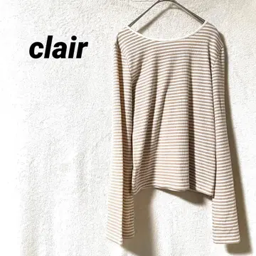 3710K 클레르 리본 보더 긴팔 티셔츠 리브 니트 베이지 가을