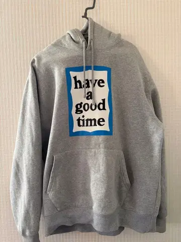 have a good time 후드티 그레이 스카이블루