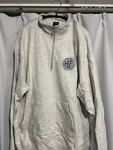 HUF 그레이 하프 지퍼 맨투맨