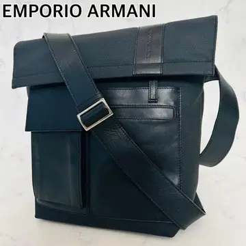 엠포리오 아르마니 숄더백 백 가죽 로고 엠보 블랙