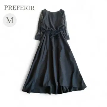 PREFERIR 프레페리르 소매 도트 튤 원피스 M 블랙