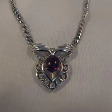 아름다운 하트 모양 자수정 체인 목걸이