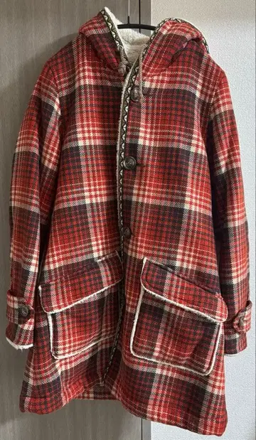 진네소즈 코트 체크 빨간색