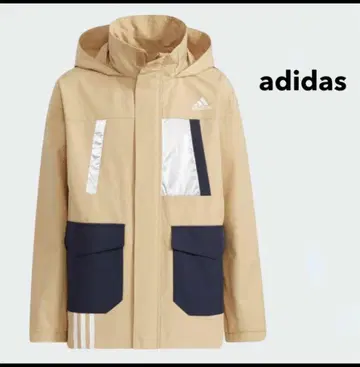 adidas 후드 부착 자켓 베이지/네이비