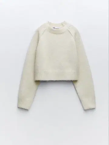 ZARA 크롭 코지 니트 스웨터 화이트 니트 숏 기장 상의