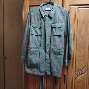 카모 패턴 롱 자켓 허리 리본 포함