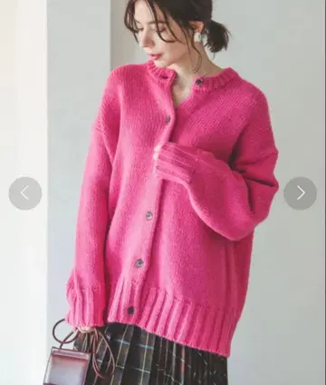 [ 새상품급 ] 크루넥 가디건 비밍 바이 빔즈 핑크