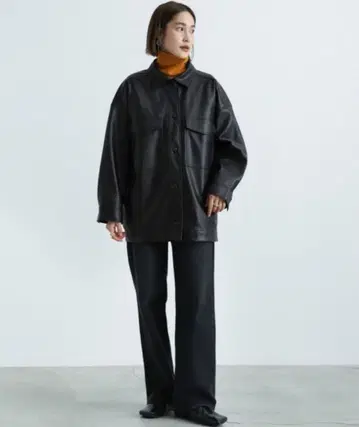 select MOCA 인조 가죽 미들 셔츠 자켓