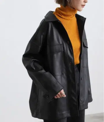 select MOCA 인조 가죽 미들 셔츠 자켓